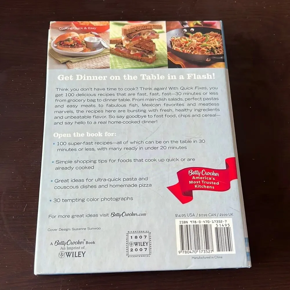 Betty Crocker Quick Fixes Cookbook Spiral Binding Hard Cover